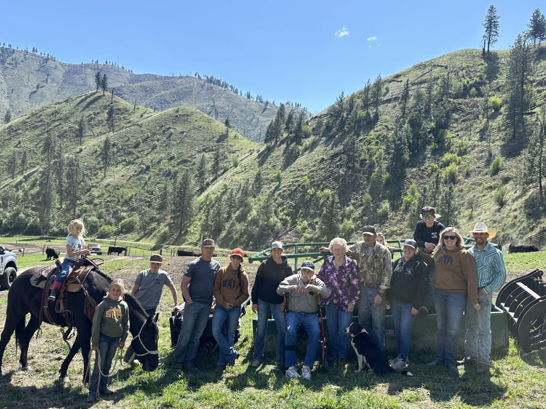 Cindy Carlson with family on the Salmon River ranch